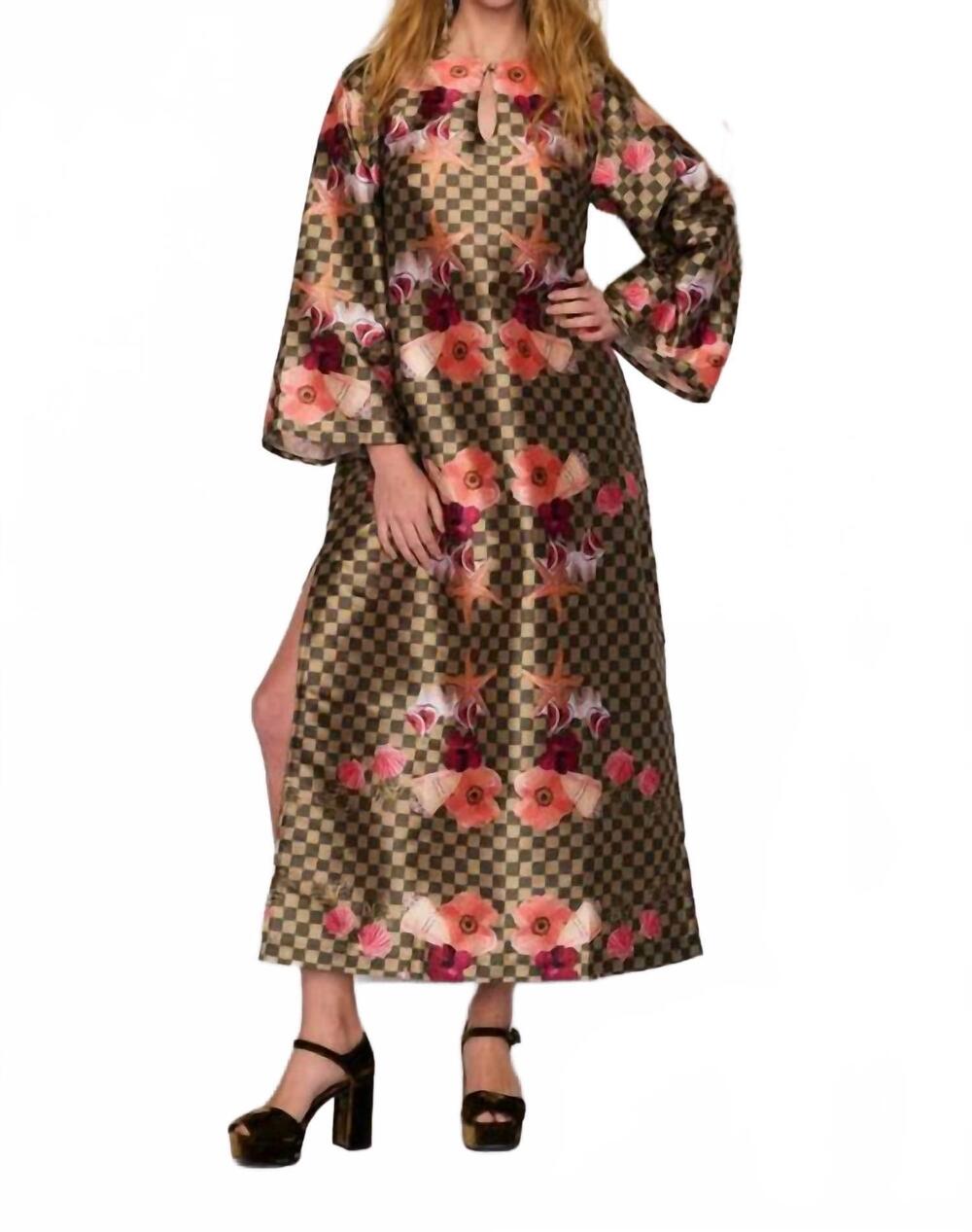 NEW BOHEMIAN TRADERS prudence printed shift maxi dress in olive